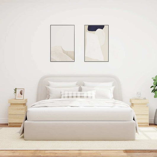 Comodini con Luci LED 2 pz-Set di 2 Tavolino da notte Rovere Sonoma 35x39x55 cm