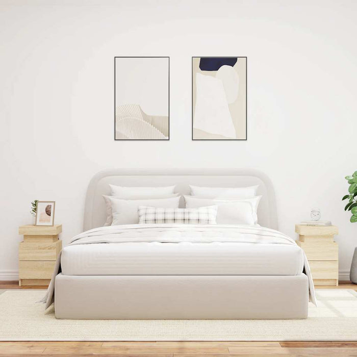 Comodini con Luci LED 2 pz-Set di 2 Tavolino da notte Rovere Sonoma 35x39x55 cm