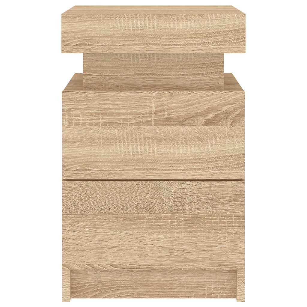 Comodini con Luci LED 2pz Rovere Sonoma 35x39x55 cm 836754