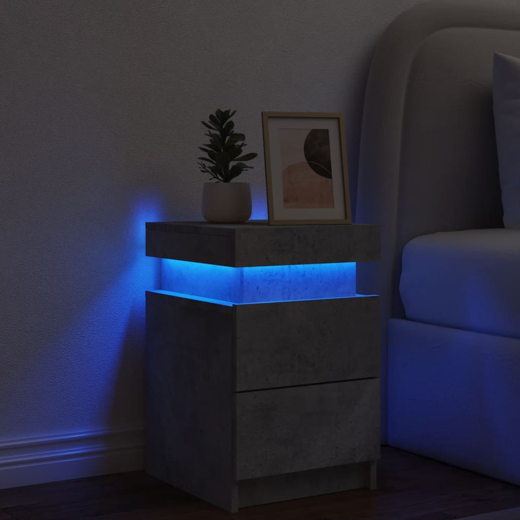 Comodino con Luci LED Grigio Cemento 35x39x55 cm 836755