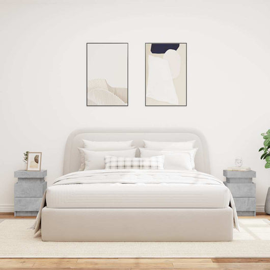 Comodini con Luci LED 2 pz-Set di 2 Tavolino da notte Grigio Cemento 35x39x55 cm