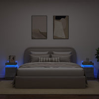 Comodini con Luci LED 2pz Grigio Cemento 35x39x55 cm 836756