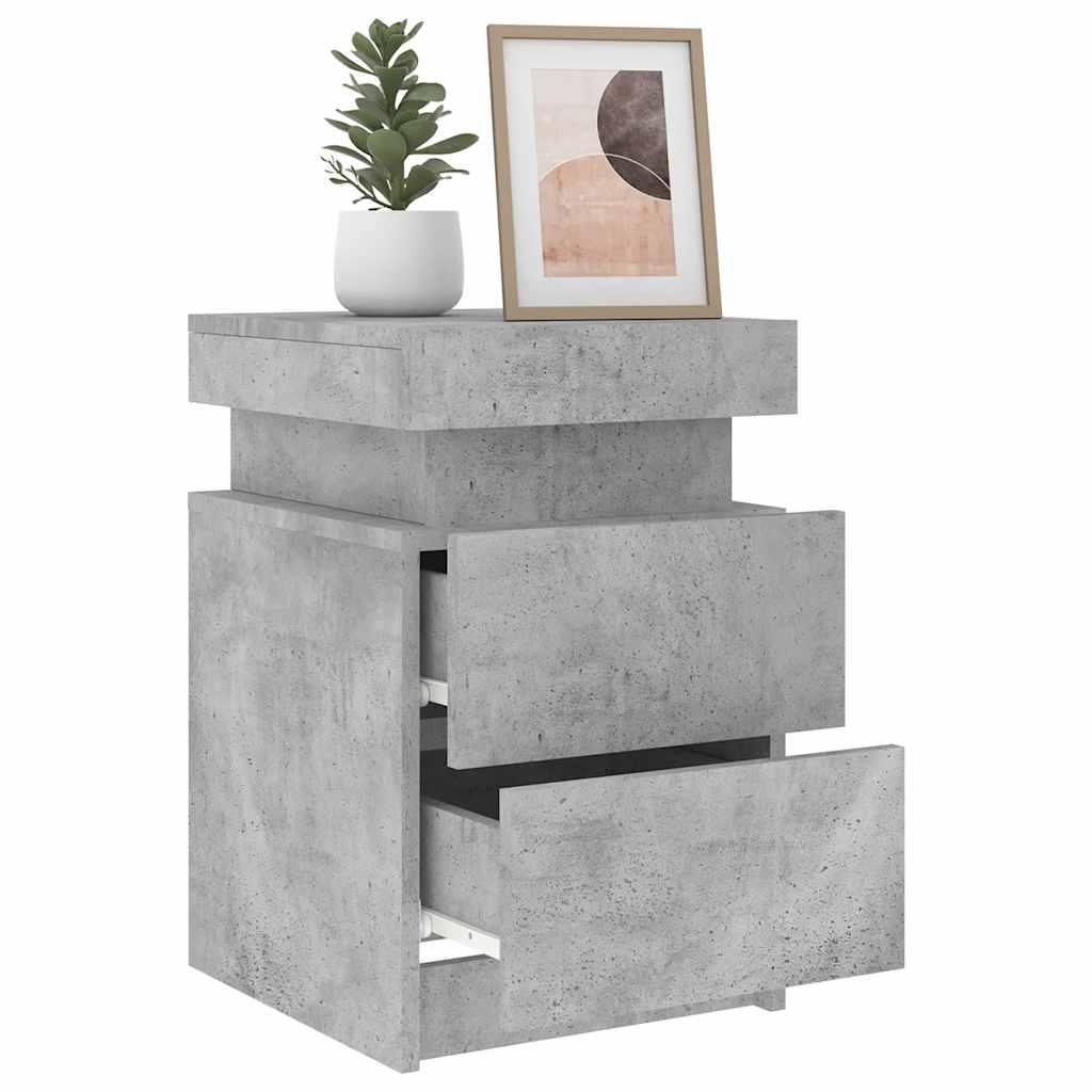 Comodini con Luci LED 2 pz-Set di 2 Tavolino da notte Grigio Cemento 35x39x55 cm