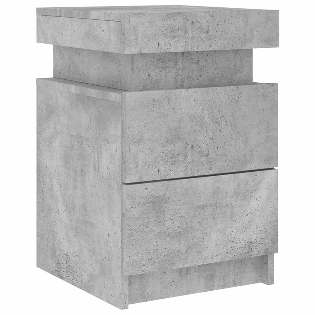Comodini con Luci LED 2 pz-Set di 2 Tavolino da notte Grigio Cemento 35x39x55 cm