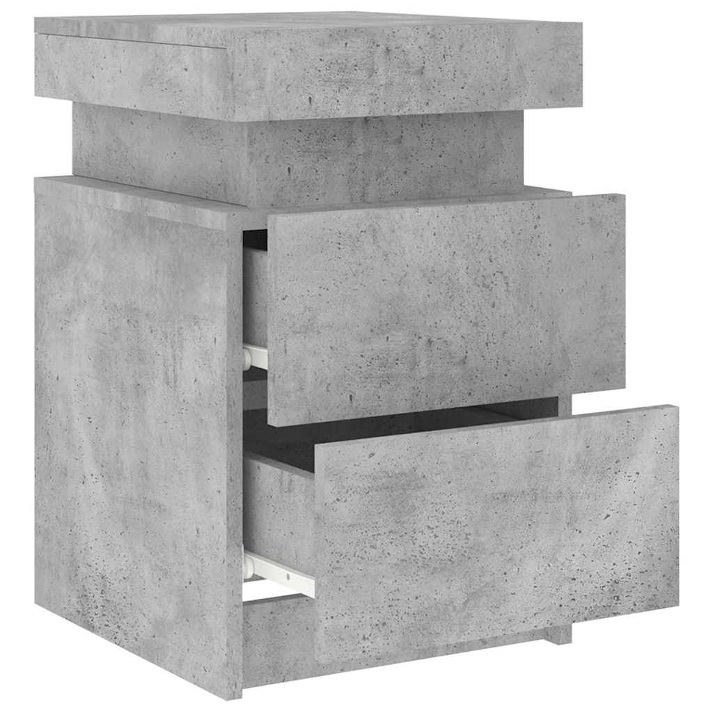 Comodini con Luci LED 2 pz-Set di 2 Tavolino da notte Grigio Cemento 35x39x55 cm