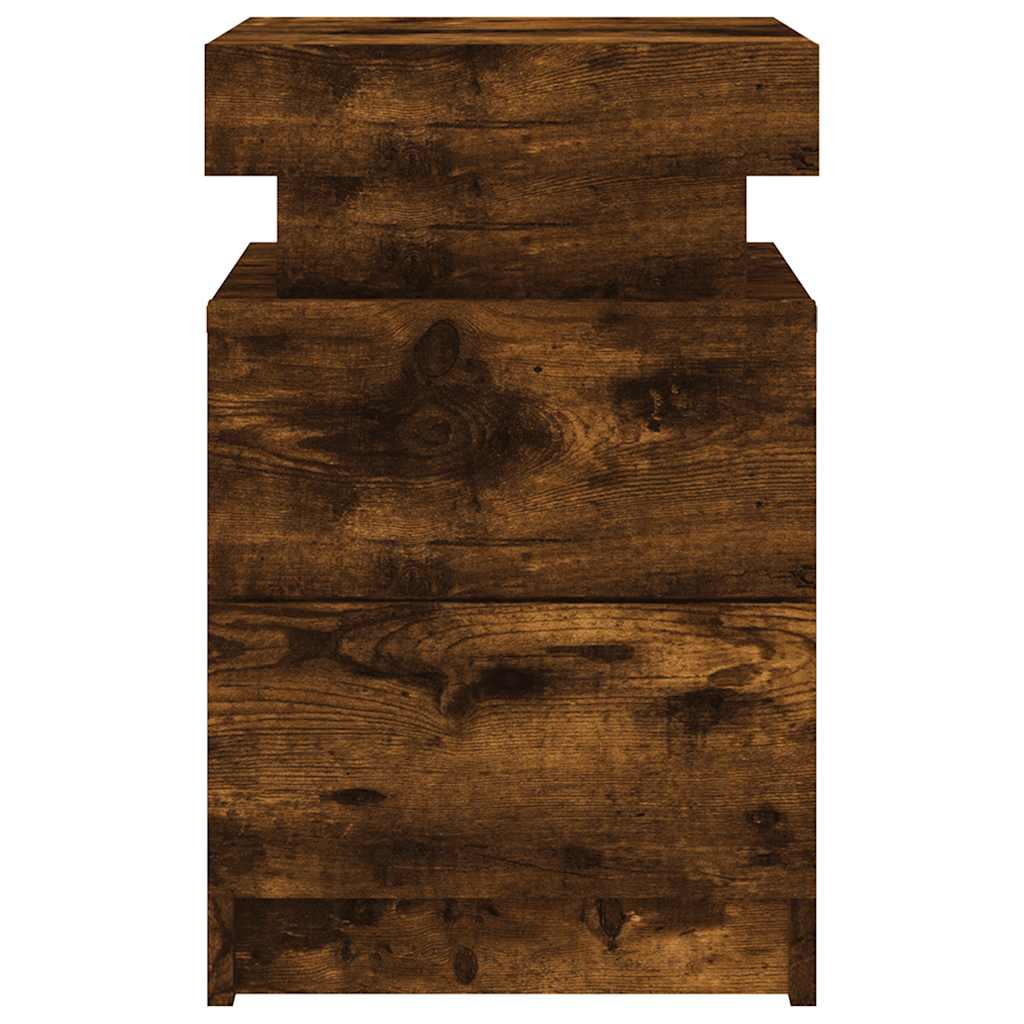 vidaXL Comodino con Luci LED Rovere Fumo 35x39x55 cm