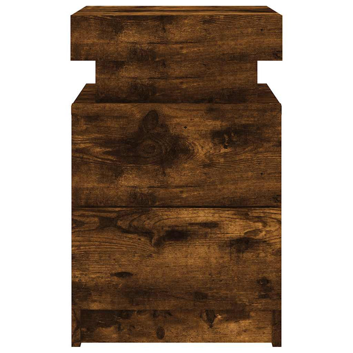 vidaXL Comodino con Luci LED Rovere Fumo 35x39x55 cm