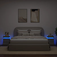 Comodini con Luci LED 2pz Grigio Sonoma 35x39x55 cm 836760