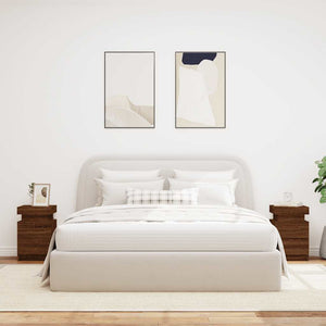 Comodini con Luci LED 2 pz-Set di 2 Tavolino da notte Rovere Marrone 35x39x55 cm