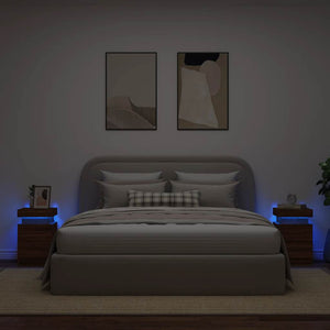 Comodini con Luci LED 2pz Rovere Marrone 35x39x55 cm 836762