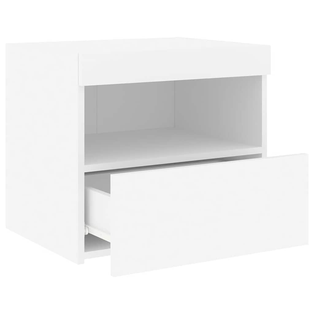 Comodino con Luci LED-Tavolino da notte Bianco 50x40x45 cm