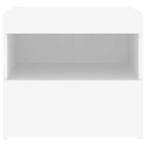 Comodino con Luci LED-Tavolino da notte Bianco 50x40x45 cm
