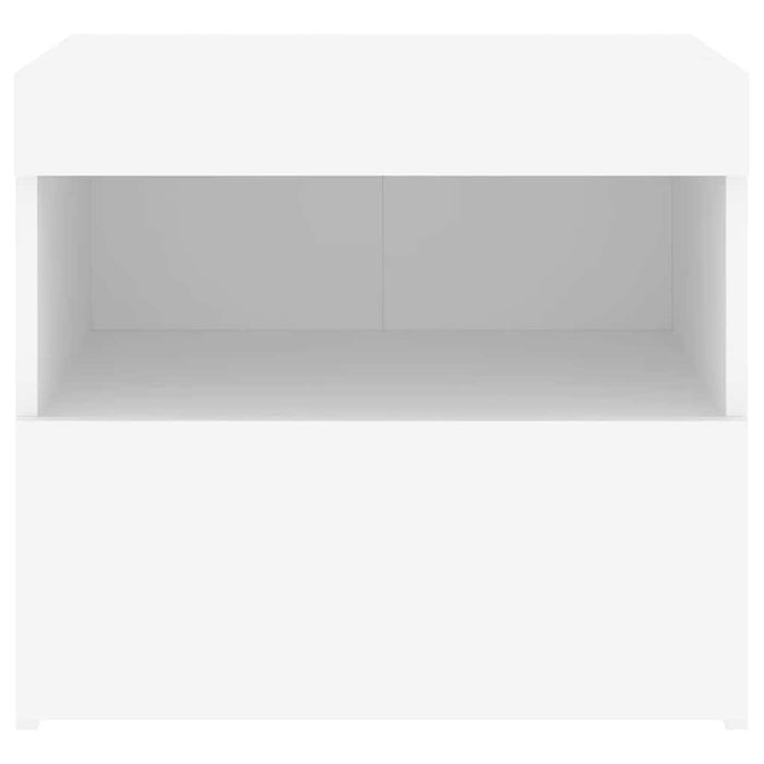Comodino con Luci LED-Tavolino da notte Bianco 50x40x45 cm