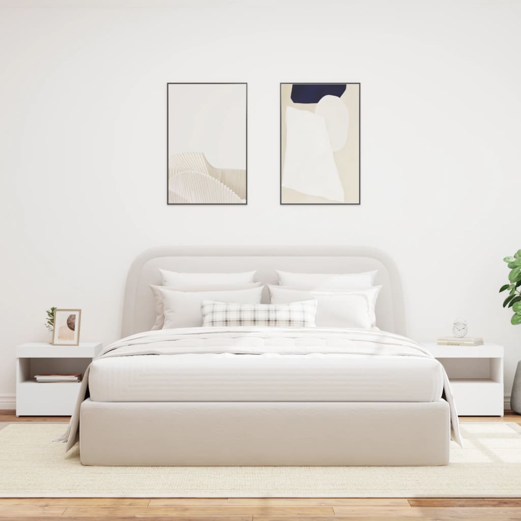 Comodini con Luci LED 2pz Bianchi 50x40x45 cm 836764