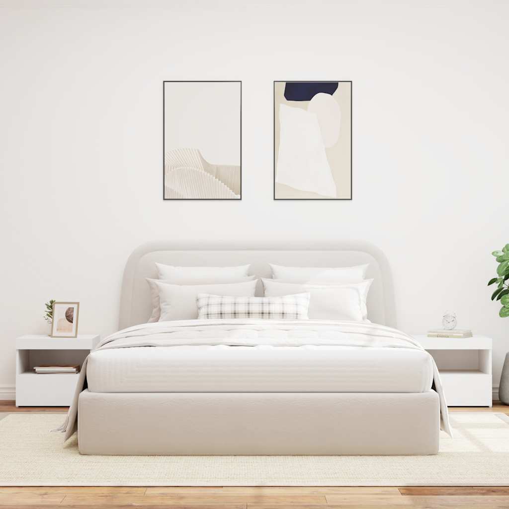 Comodini con Luci LED 2pz-Set di 2 Tavolino da notte Bianchi 50x40x45 cm