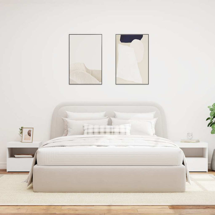 Comodini con Luci LED 2pz-Set di 2 Tavolino da notte Bianchi 50x40x45 cm