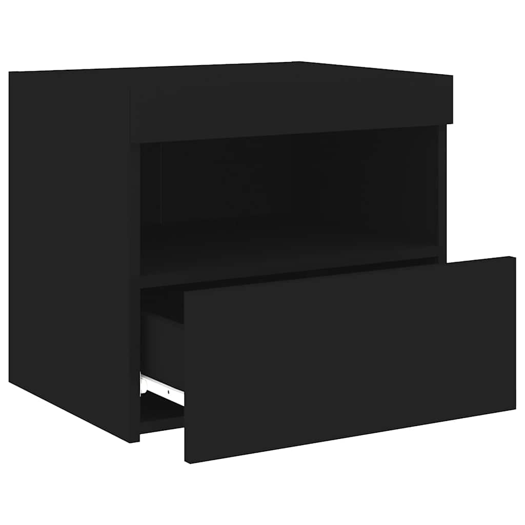 Comodino con Luci LED-Tavolino da notte Nero 50x40x45 cm