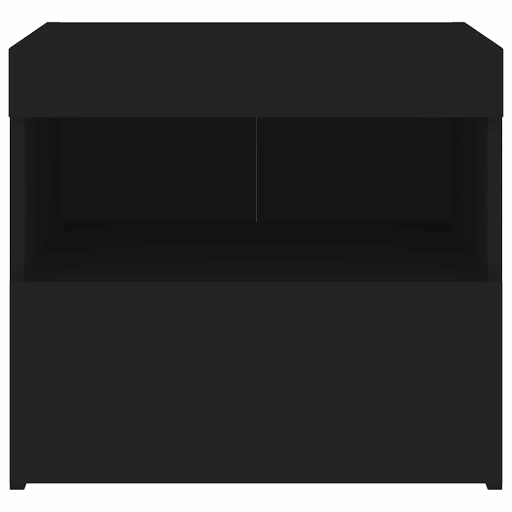 Comodino con Luci LED-Tavolino da notte Nero 50x40x45 cm