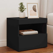 Comodino con Luci LED-Tavolino da notte Nero 50x40x45 cm
