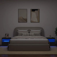 Comodini con Luci LED 2pz-Set di 2 Tavolino da notte Neri 50x40x45 cm