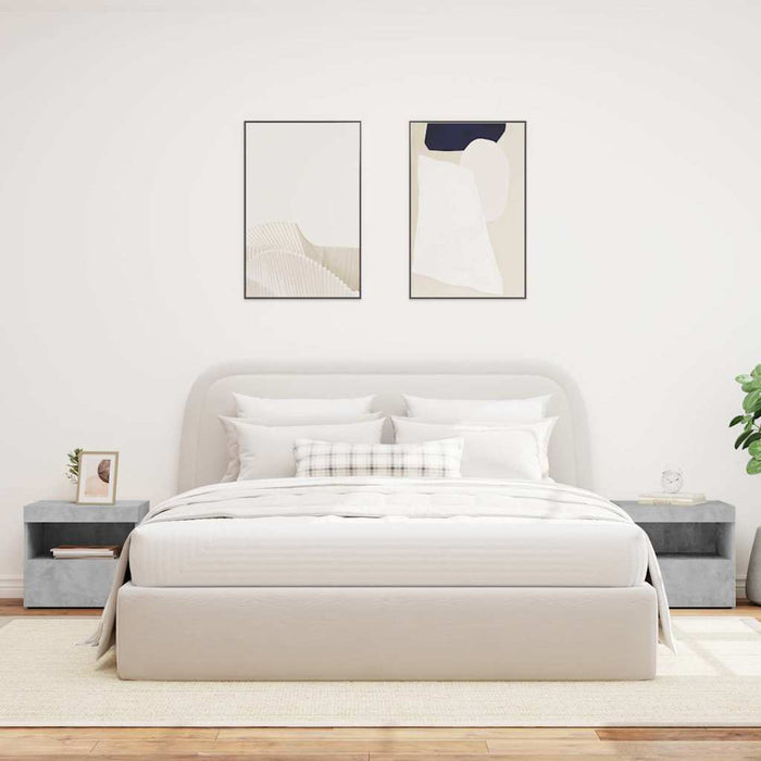 Comodini con Luci LED 2pz-Set di 2 Tavolino da notte Grigio Cemento 50x40x45 cm