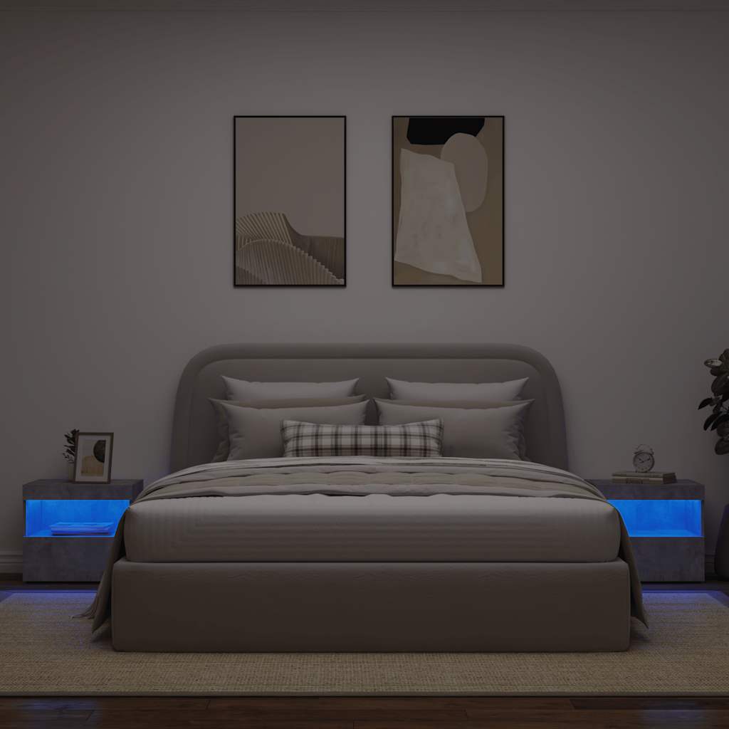 Comodini con Luci LED 2pz Grigio Cemento 50x40x45 cm 836770