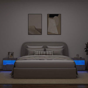 Comodini con Luci LED 2pz Grigio Cemento 50x40x45 cm 836770