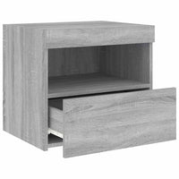 Comodini con Luci LED 2pz-Set di 2 Tavolino da notte Grigio Sonoma 50x40x45 cm