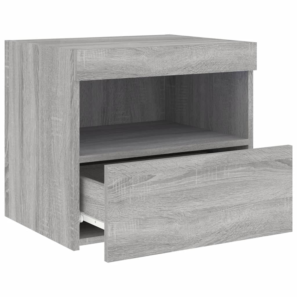 Comodini con Luci LED 2pz Grigio Sonoma 50x40x45 cm 836774