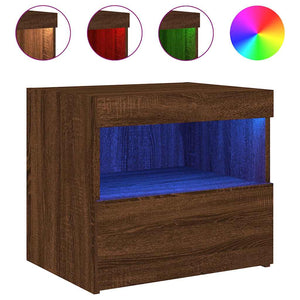 Comodino con Luci LED Rovere Marrone 50x40x45 cm 836775