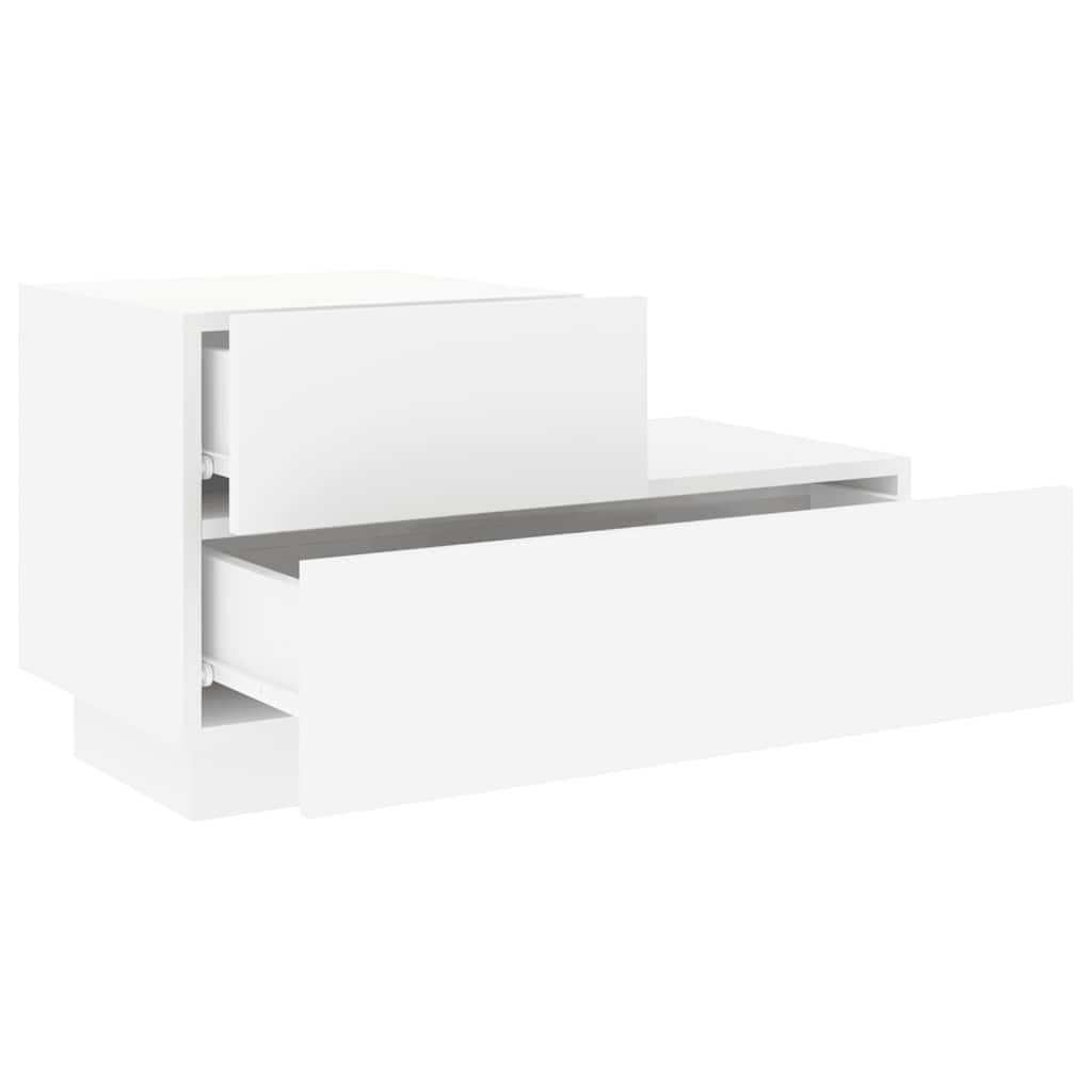 Comodino con Luci LED-Tavolino da notte Bianco 70x36x40,5 cm