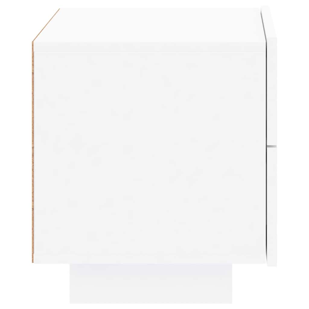 Comodino con Luci LED-Tavolino da notte Bianco 70x36x40,5 cm