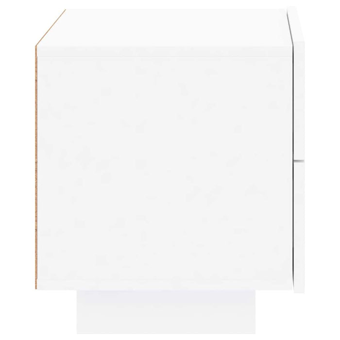 Comodino con Luci LED-Tavolino da notte Bianco 70x36x40,5 cm