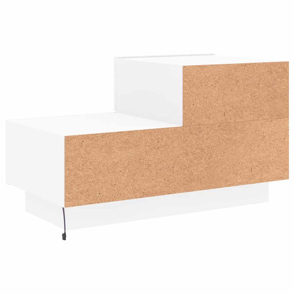 Comodino con Luci LED-Tavolino da notte Bianco 70x36x40,5 cm
