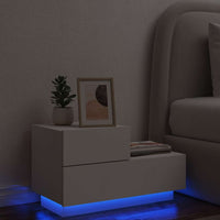 Comodino con Luci LED-Tavolino da notte Bianco 70x36x40,5 cm