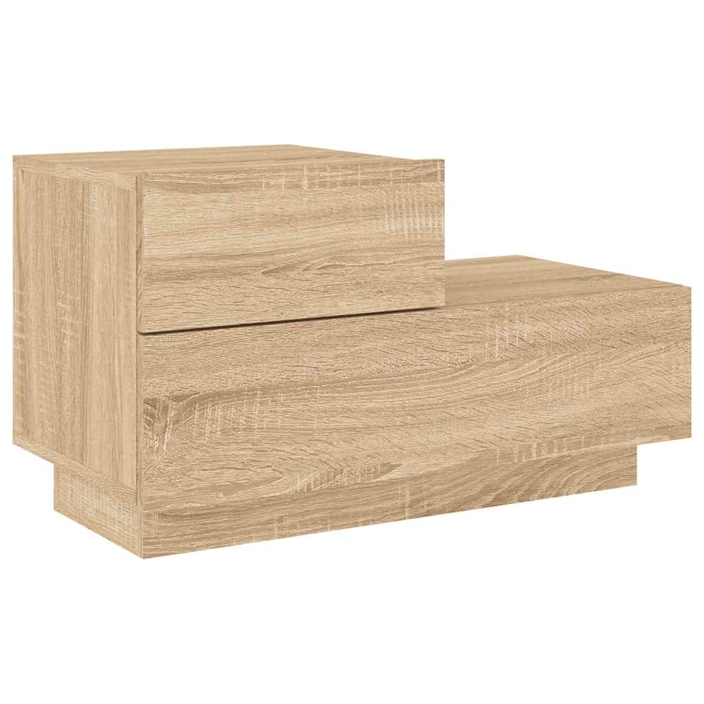 Comodino con Luci LED-Tavolino da notte Rovere Sonoma 70x36x40,5 cm