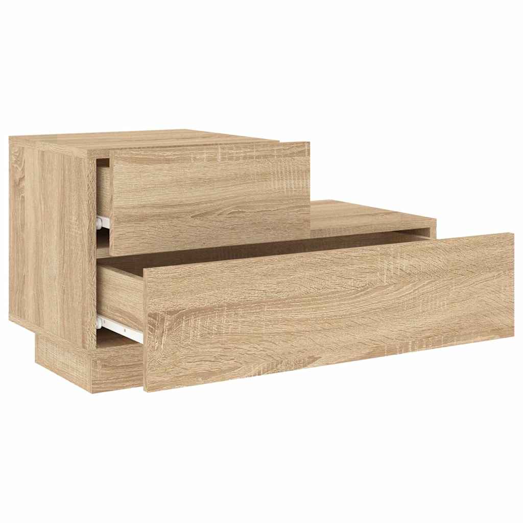 Comodino con Luci LED-Tavolino da notte Rovere Sonoma 70x36x40,5 cm
