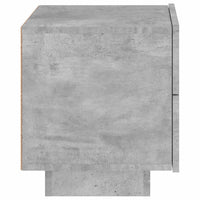 Comodino con Luci LED-Tavolino da notte Grigio Cemento 70x36x40,5 cm