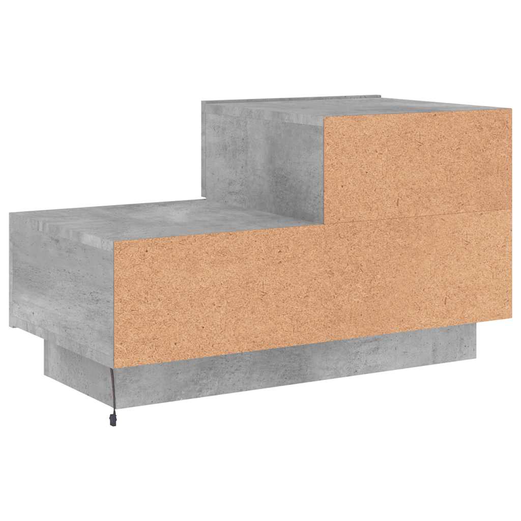 Comodino con Luci LED-Tavolino da notte Grigio Cemento 70x36x40,5 cm