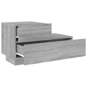 Comodino con Luci LED-Tavolino da notte Grigio Sonoma 70x36x40,5 cm