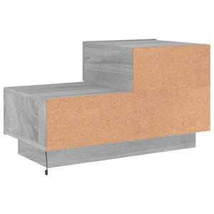 Comodino con Luci LED-Tavolino da notte Grigio Sonoma 70x36x40,5 cm