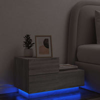 Comodino con Luci LED-Tavolino da notte Grigio Sonoma 70x36x40,5 cm