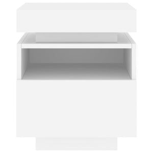 Comodini con Luci LED 2pz Bianchi 40x39x48,5 cm 836785