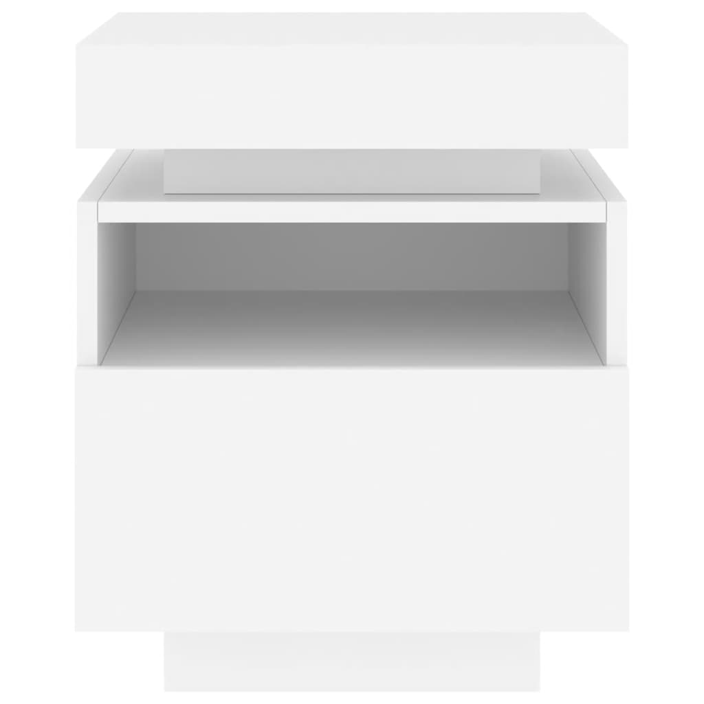 Comodini con Luci LED 2pz-Set di 2 Tavolino da notte Bianchi 40x39x48,5 cm