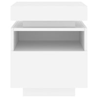 Comodini con Luci LED 2pz-Set di 2 Tavolino da notte Bianchi 40x39x48,5 cm