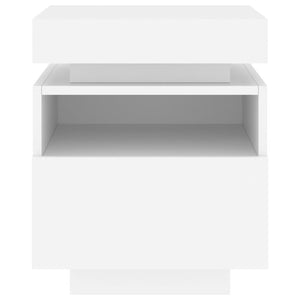 Comodini con Luci LED 2pz-Set di 2 Tavolino da notte Bianchi 40x39x48,5 cm