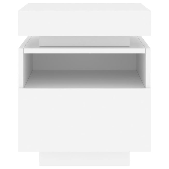 Comodini con Luci LED 2pz-Set di 2 Tavolino da notte Bianchi 40x39x48,5 cm