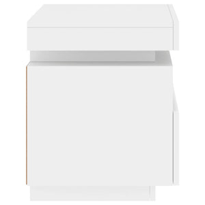 Comodini con Luci LED 2pz-Set di 2 Tavolino da notte Bianchi 40x39x48,5 cm