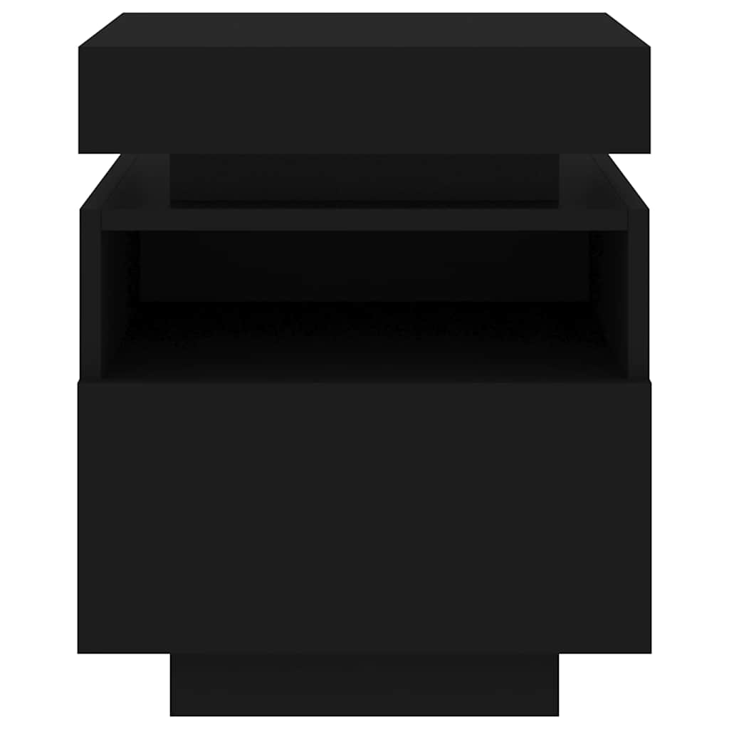 Comodini con Luci LED 2pz Neri 40x39x48,5 cm 836787