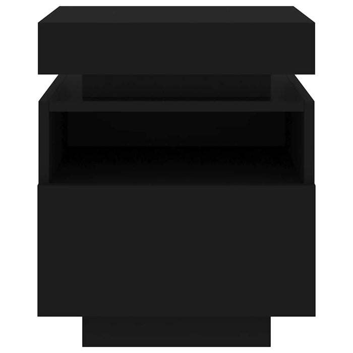 Comodini con Luci LED 2pz-Set di 2 Tavolino da notte Neri 40x39x48,5 cm